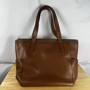 Fossil Mimi Brown Pebble Leather Shopper Tote Handbag Purse Shoulder Bag